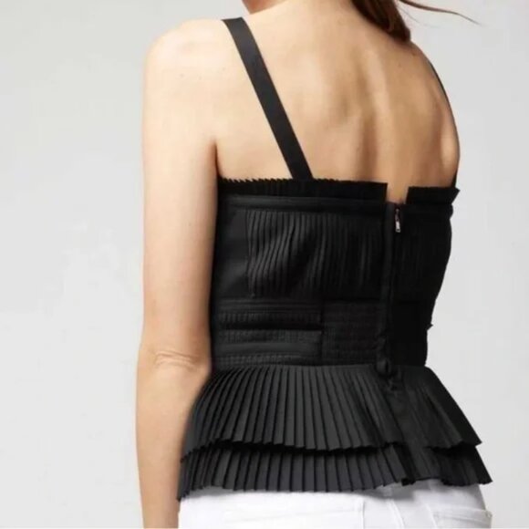 WHITE HOUSE BLACK MARKET Ruffle Poplin Peplum Bustier Babydoll CroppedTop 14 - Picture 2 of 15